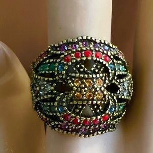 Heidi Daus Cigar Band style Swarovski Crystals Size 7 vintage ring EUC